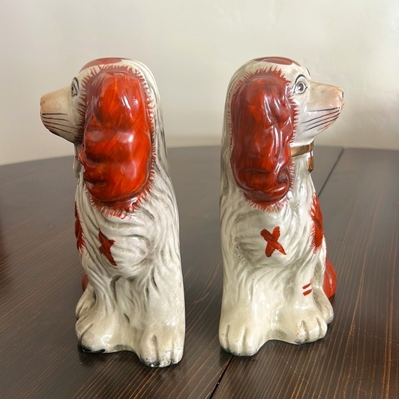 Antique Pair Victorian English Staffordshire Dogs - Picture 8 of 17